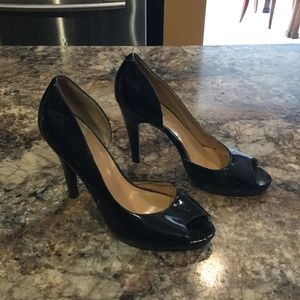 NINE WEST BLACK OPEN TOE HEELS